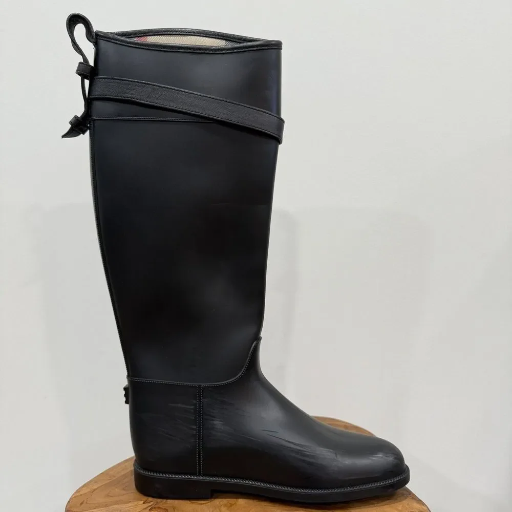 Burberry Rubber Knee-High Rain Boots Women's Size EU 39 US 9 - Picture 13 of 16